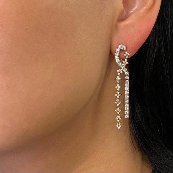 Piero Milano Natural Diamond Drop Earrings 18K Two Tone Gold 2.26cttw - Picture 1 of 5